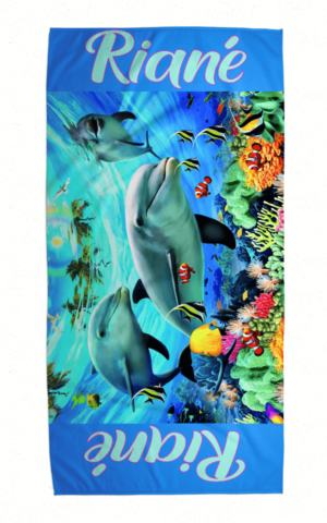 Vibrant Dolphin Swimming Towel